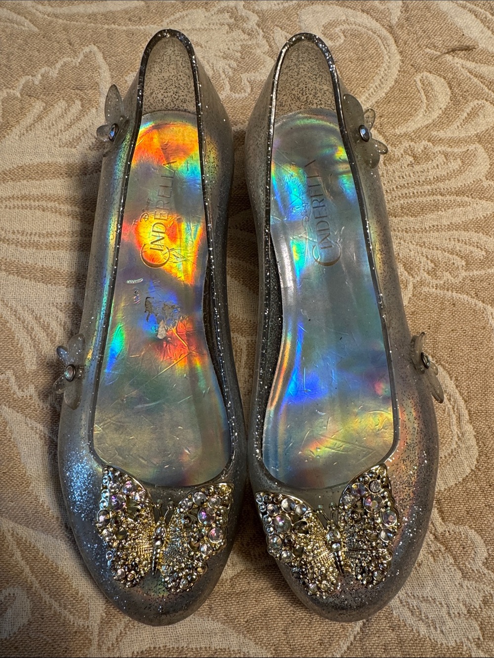 Disney Cinderella Glitter Butterfly Glass Slipper Heels | Girls Size 13/1